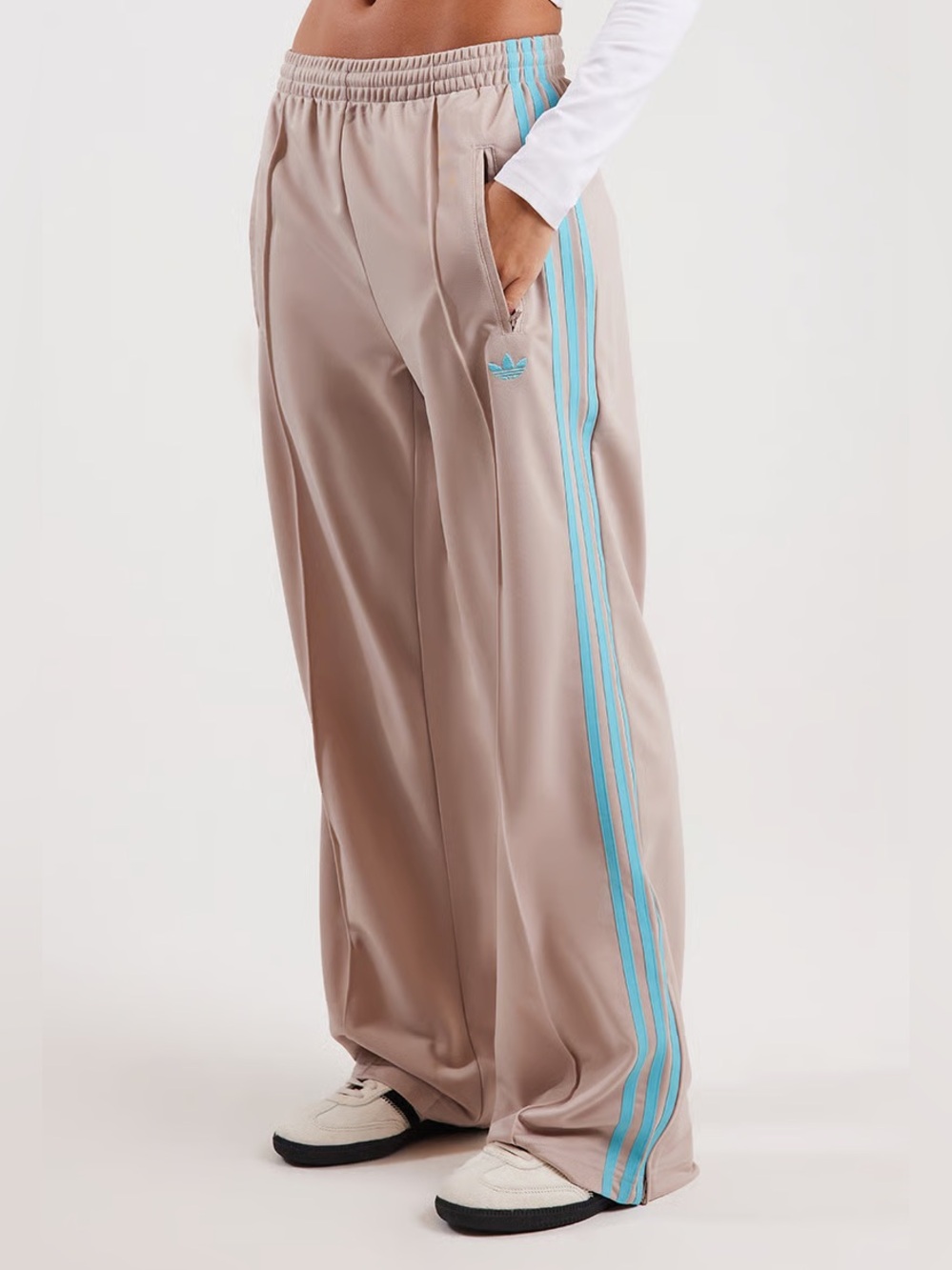SOLD 🩵 ADIDAS Firebird Loose Track Pants Wonder Taupe/Blue Glow M